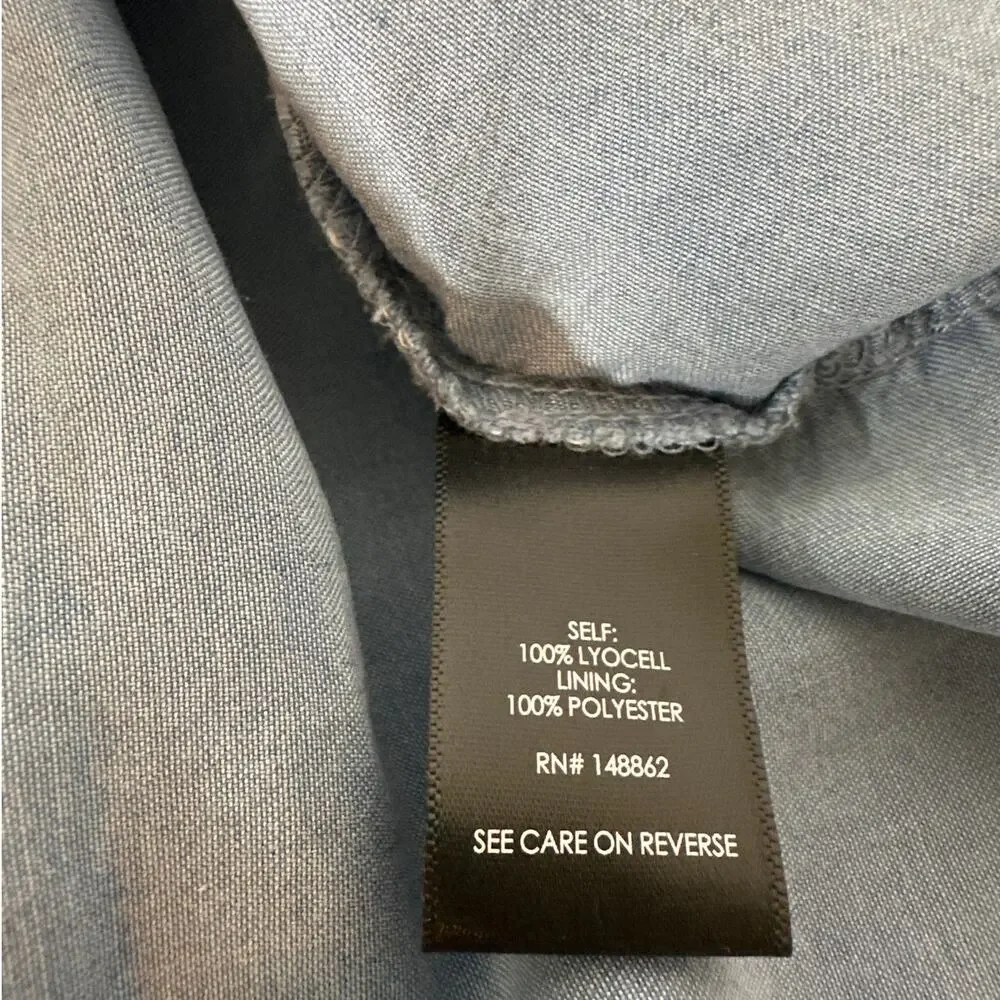 Torrid Tea Length Chambray Button Front Midi Dress Blue Sleeveless Sz 4X Casual - Picture 14 of 16